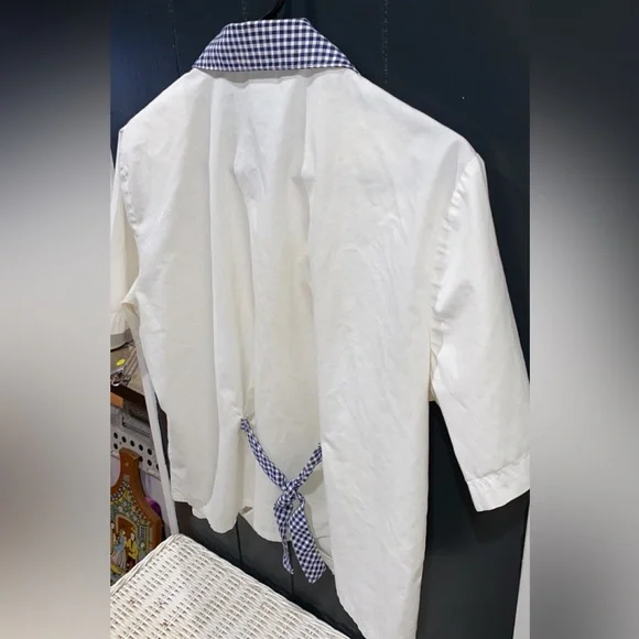 Napa Valley Embroidered Check White Floral Button-Down - Picture 8 of 9